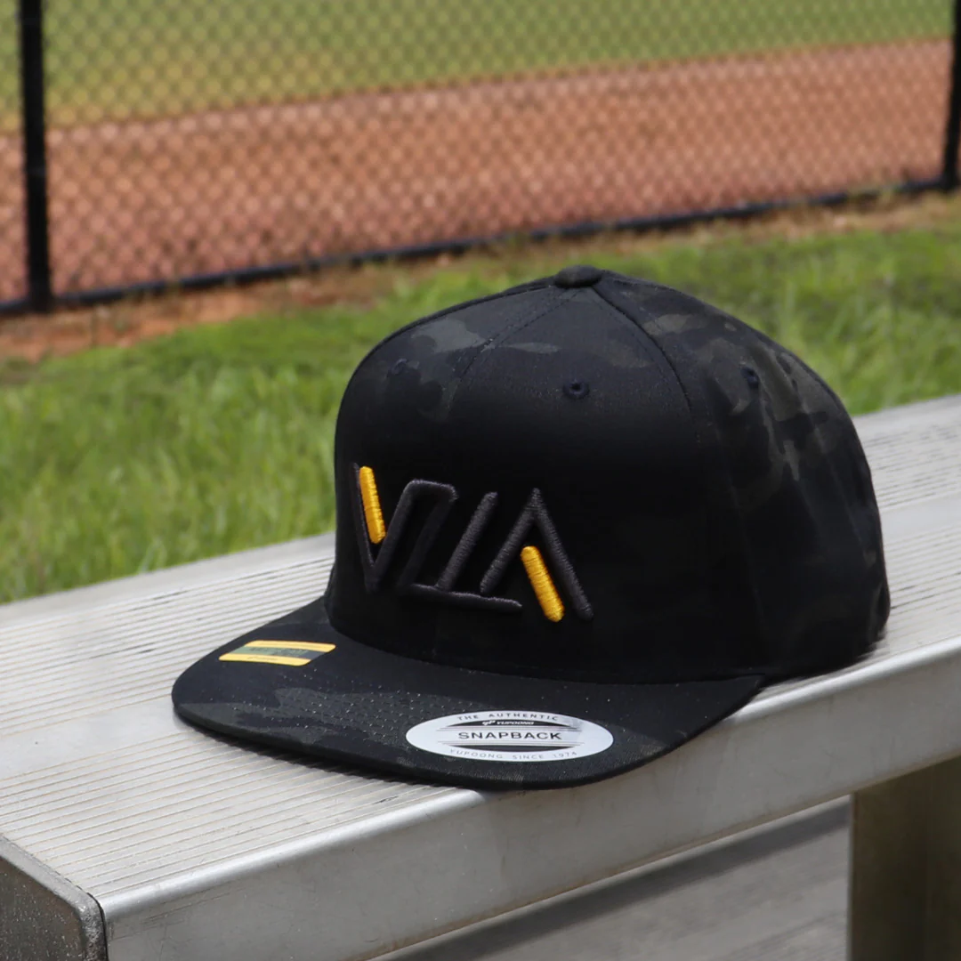 VZLA Dark Camo Flat Bill Snapback Hat - Image 3