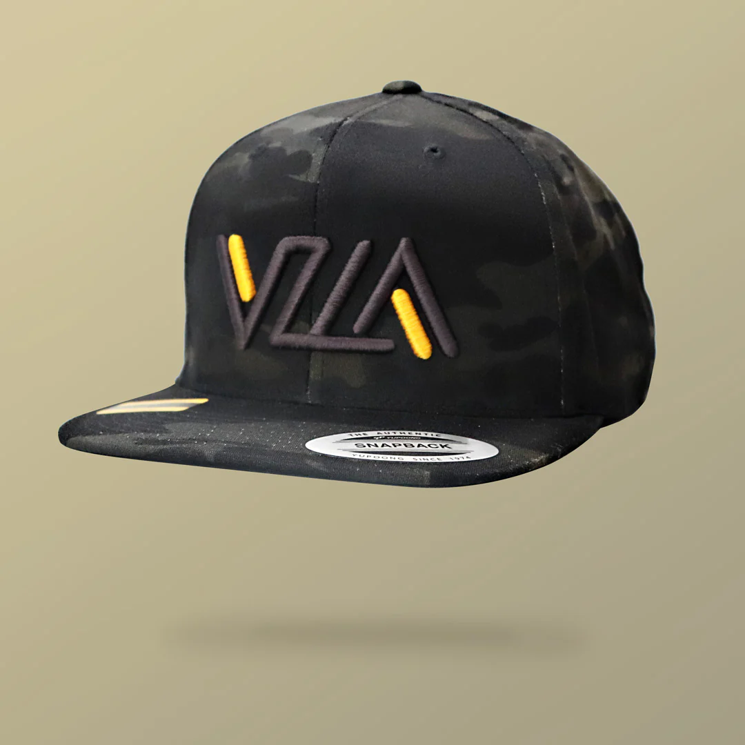 VZLA Dark Camo Flat Bill Snapback Hat - Image 4