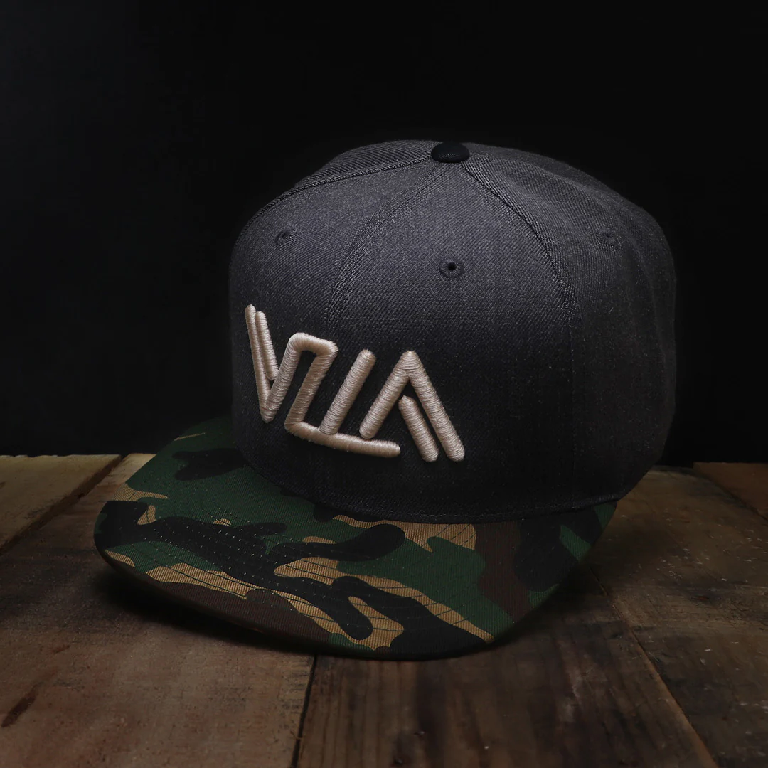 VZLA Dark Heather Camo Flat Bill Snapback Hat - Image 3